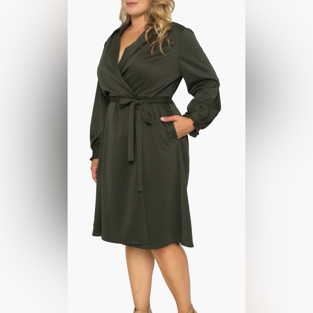 Standards & Practices Shirt Dress- Dark Olive